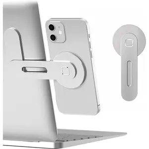 Magnetic Laptop Phone Holder Computer Monitor Side Cell Phone Slim& Foldable for Iphone 14/13/12 Series Case and All Phone Universal
