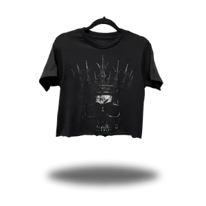 TheDriveClothing IRON SKULL Black Crop Tank Top – Unisex Road Rash Graphic Tee, Y2K Streetwear Biker Crop Top, Gym Fit, Casual Urban Outfit, Concert Ready, 100% Ring-Spun Cotton