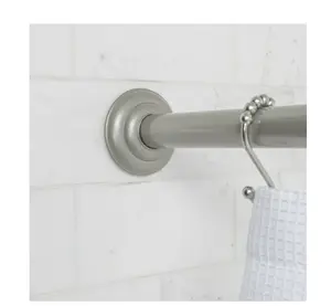 Wall-Mounted Metal Adjustable Shower Curtain Rod 41" - 72", Nickel, Need to Drill, Adjustable Design for Versatile Use
