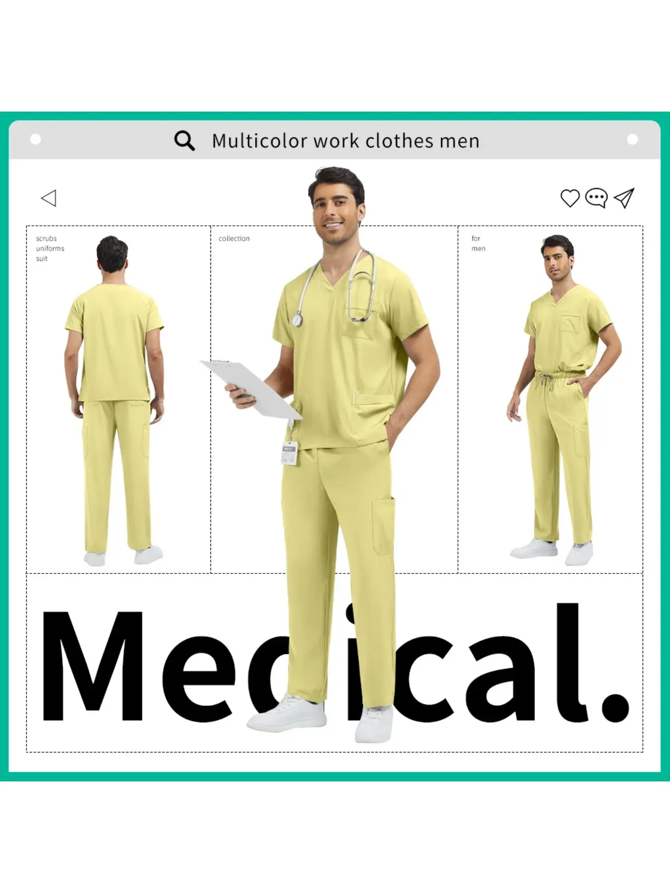 Medical Uniform Men Pet Hospital Doctor Tops Pants Clothes Soft Pharmacist Workwear Men Anesthetist Work Suit Uniform Scrubs Set Veterinary Work Clothes