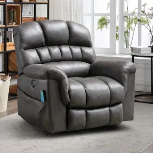 EBELLO Large electric lift sofa for the elderly, imitation leather massage recliner with heating function Grey