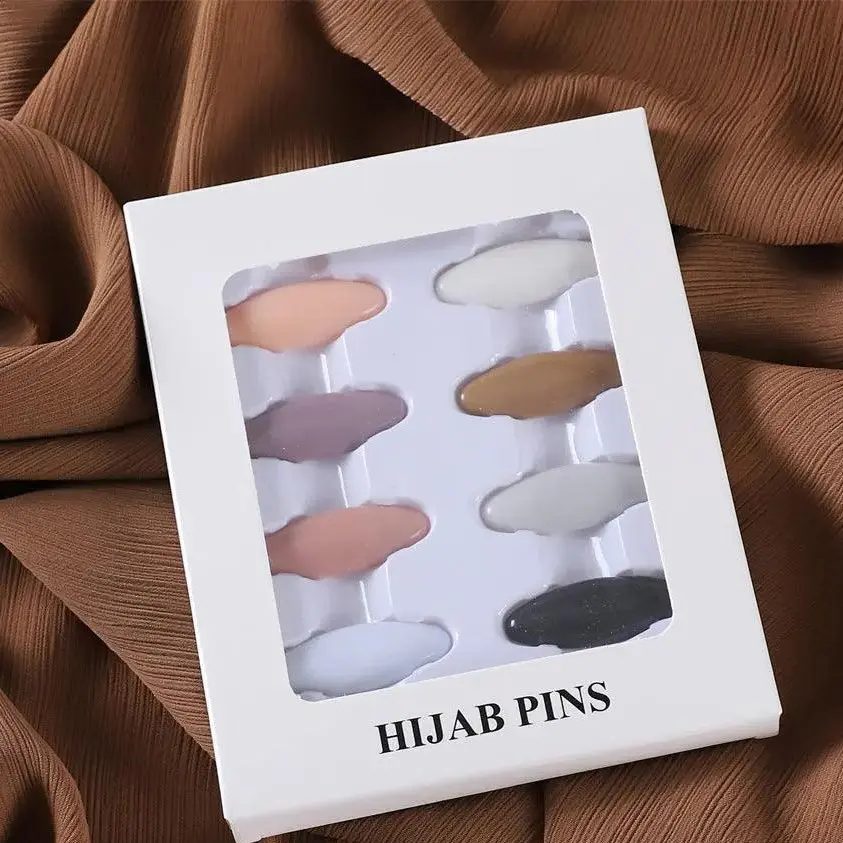 Women's Decorative Teardrop Hijab Safety Pins, 8-Piece Colorful Metallic Set, Muslim Modest Fashion Scarf Accessories