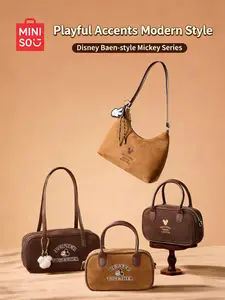 MINISO Mickey Barn Style Series Bag Fashionable Lightweight Shopper Bag For Women,Durable Material,Lightweight Portable,Christmas & Holiday Haul