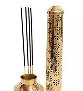 Brass Gold Metal Safety Agarbatti Stand, Religious-Themed Religious Decorations for Home Decor & Home Supplies