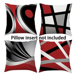 Geometric Pattern Cushion Cover, 4 Counts Modern Abstract Design Square Throw Pillow Cover, Fashion Home Decor for Sofa & Bed, Washable Cushion Covers