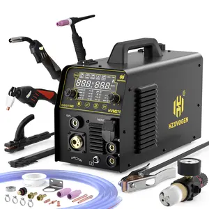HZXVOGEN  HVM270 6 in 1 200A Aluminum Combo Welding Machine Gas/Gasless MIG/Stick/Lift TIG/CUT/Spot Welder Machine Plasma Cutter 220V IGBT Inverter Max Cut 15mm Multi Process Welder portable