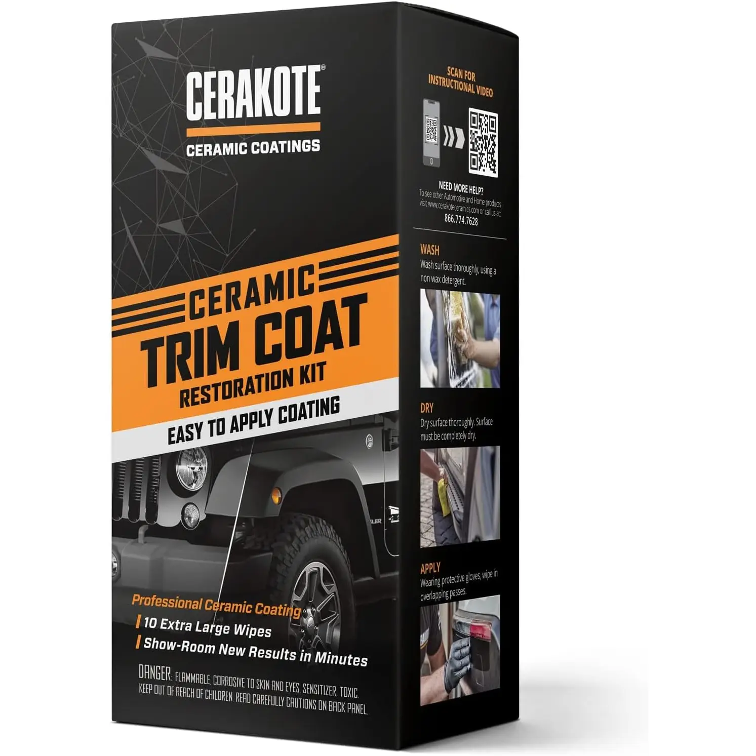 CERAKOTE® Ceramic Trim Coat Kit - Quick Plastic Trim Restorer - Ceramic Coating Black Trim Restoration to Last over 200 Washes – a Ceramic Coating, Not a Dressing CERAKOTE