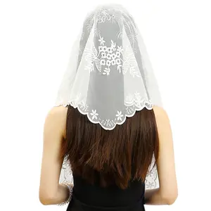 Women Catholic Mass Church Veil Lace Traditional Embroidery Mantilla
