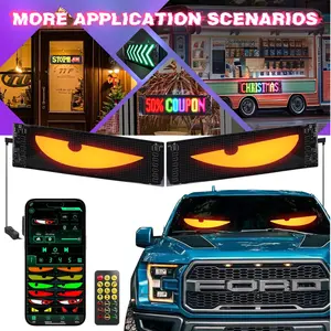 Devil's Eye 2-Pack: 19.3"x4.3" Dual LED Eyes – Perfect Sync Windshield Display for Cars, SUVs & Trucks | Programmable USB Matrix, App/Remote Control, Custom Car Sign