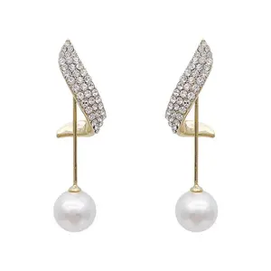 New Classic Elegant Imitation Pearl Crystal Long Tassel Drop Earrings for Women - Wedding Jewelry graceful and christmas gift ideal holiday