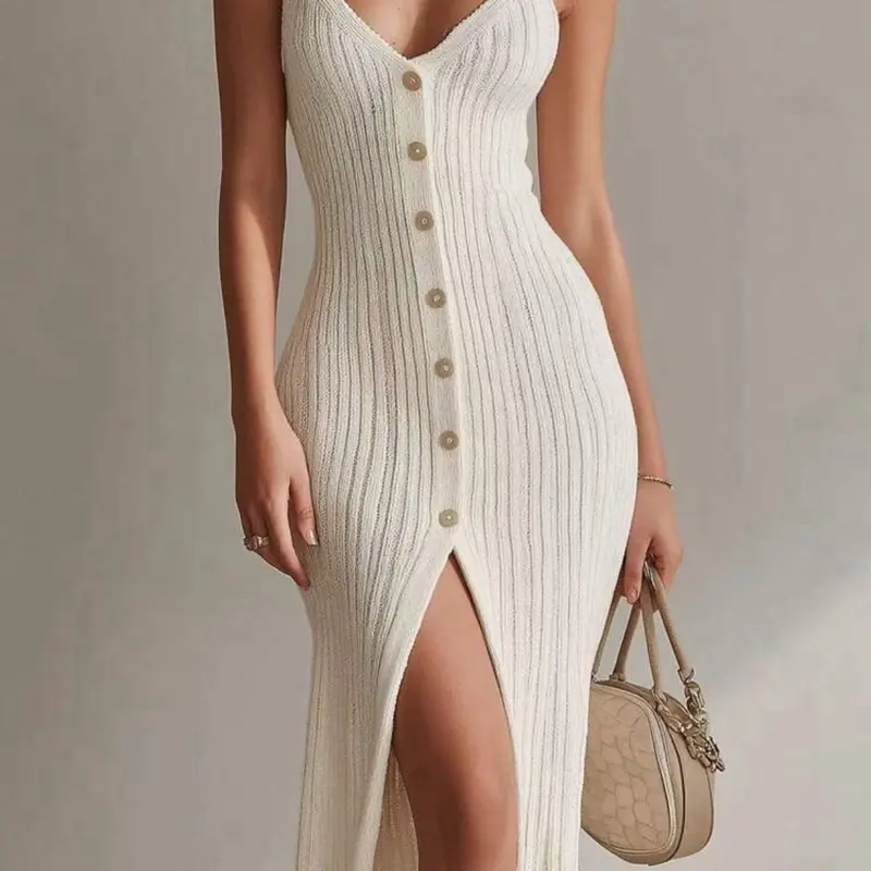Soft Sculpt Button Midi Dress