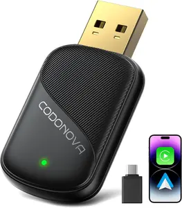 2026 Newly Upgraded Mini Bluetooth Wireless CarPlay Adapter for Apple iPhone - Wired to Wireless Converter, 5GHz WiFi Zero-Lag Dongle, Stable Auto-Connect, Gold-Plated USB-A/C for All Wired CarPlay Cars 2016+, Plug & Play