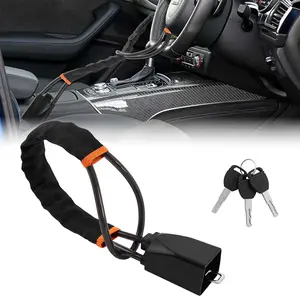 Car Steering Wheel Lock, Seat Belt Lock, Anti-Theft Device, Max 17 Inch Length, Small and Light-Weight, Multi-Functional, Fit Most Vehicle, SUV, Golf Cart Security
