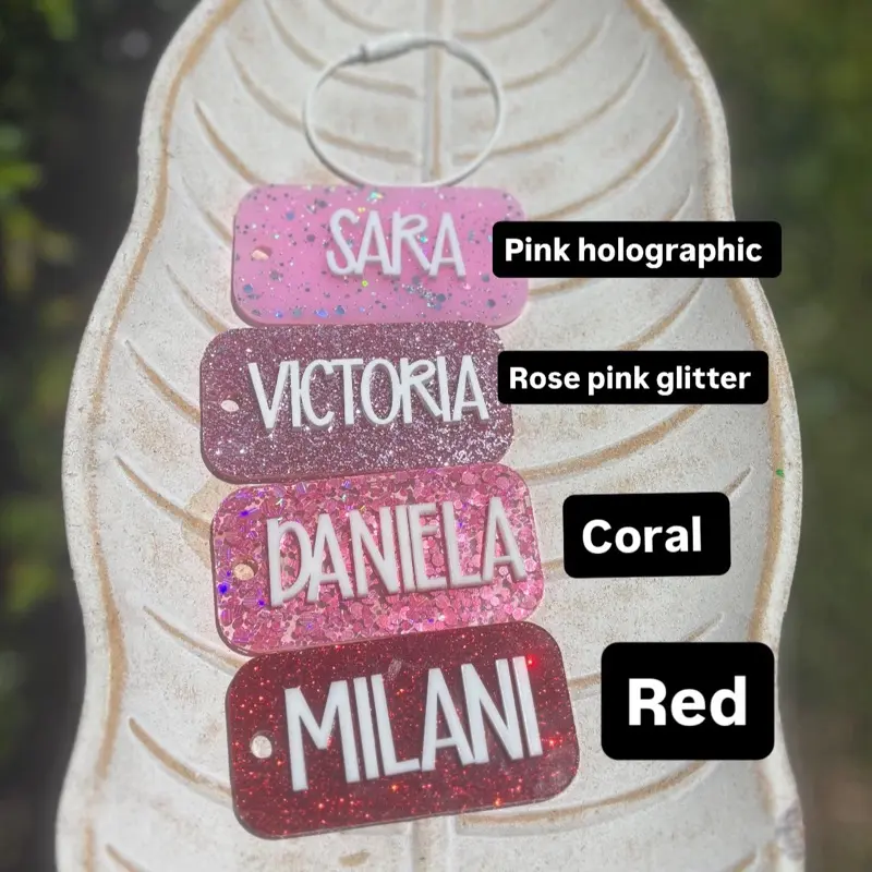 Personalized glitter keychain backpack tag