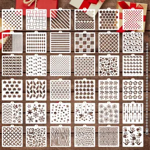 36 PCS Cookie Stencil, Royal Icing Cookie Cake Stencils Reusable Pattern Airbrush Templates Mold Tools for Cookies Baking Painting Dessert Coffee Decoration DIY Party Decor（5.5x5.5 inches）