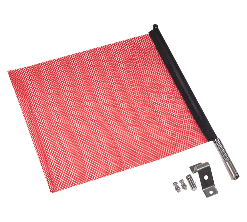 EZ Mount Warning Flag Red 18" x 18" Mesh Safety Flag DOT Compliant | Spring Loaded Quick n Easy Disconnect