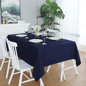 Navy Blue Rectangle Tablecloth Wrinkle Free Waterproof Polyester Table Cloths Spillproof Heavy Duty and Washable Table Cover for Party, Banquet, Indoor and Outdoor-Square/Rectangular