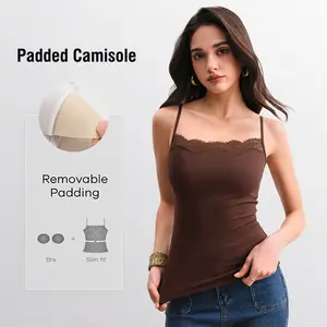 C202 Lace Cami Tank Top Adjustable Strap Padded Slim Fit Soft Lightweight Casual Sexy Summer Going Out Top Aesthetic Trendy Basic Womenswear