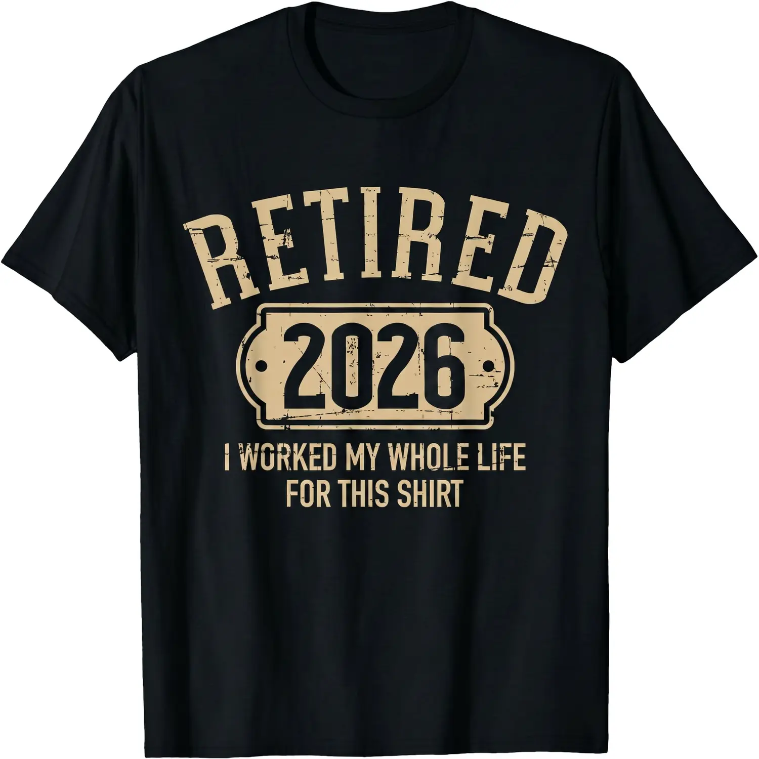 Men's Vintage "Retired 2026" Graphic Short-Sleeve Round Neck  Cotton T-Shirt - Casual Fit, Fade-Resistant, Soft Fabric, Digital Print Retirement Gift, Unisex Sizes, All Seasons, Classic Menswear Tshirt