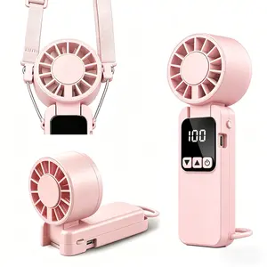 【6000mAh】Portable Handheld Fan Rechargeable Mini USB with LED Display Foldable 199-Speed for Travel Outdoor Beach Activities