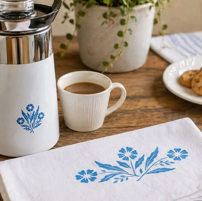 Blue Floral Tea Towel | Vintage Farmhouse Kitchen Decor | Soft Cotton Flour Sack Towel