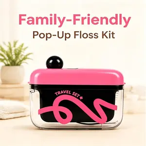 Plastic Transparent Floss Storage Box,Press and it Pops Out,Portable Dental Floss Toothpick Organizer,Oral Care Supplies,Multi-Purpose for Travel Home Office Outdoor Use