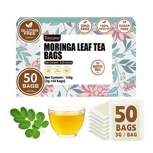 Organic Moringa Tea Bags (50x3g) | 100% Natural Moringa Leaves | Digestion-Friendly & Additive-Free | Caffeine-Free, Sugar-Free, Vegan | Eco-Friendly Wraps