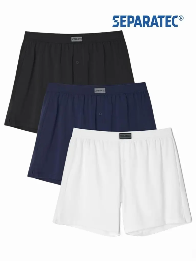 Separatec Men's Loose-Fit Boxer Shorts, 3-Pack Plain Combed Cotton Underwear, Breathable, Anti-Pilling with a Chafe-Free Feel, Lightweight, Fabric
