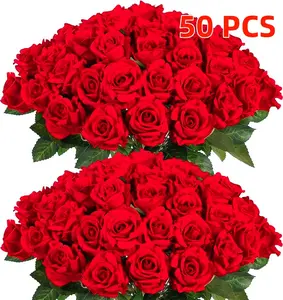 12/20/50 pcsArtificial Rose Howers LongStem Fake SilkRoses for DlY WeddingBouquet TableCenterpiece HomeDec or gifts for boyfriend  christmas gift ideas  uncle christmas gifts flowers Handmade Blanket