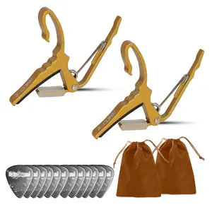 5 Core Guitar Capo Pair Quick Change Acoustic Electric String Clip Banjo Mandolin Or Ukulele Yellow