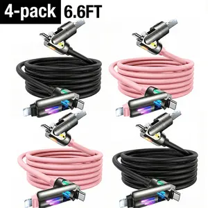 4-in-1 Multi-Function 240W Fast Charging Cable with Vibrant Ambient Lighting Supports USB-A Type-C and Lightning Connectors Compatible with iPhone 17 and Samsung Chargers Cellphone Smartphone portable charger charger portable iphone charger tiktokshopspri