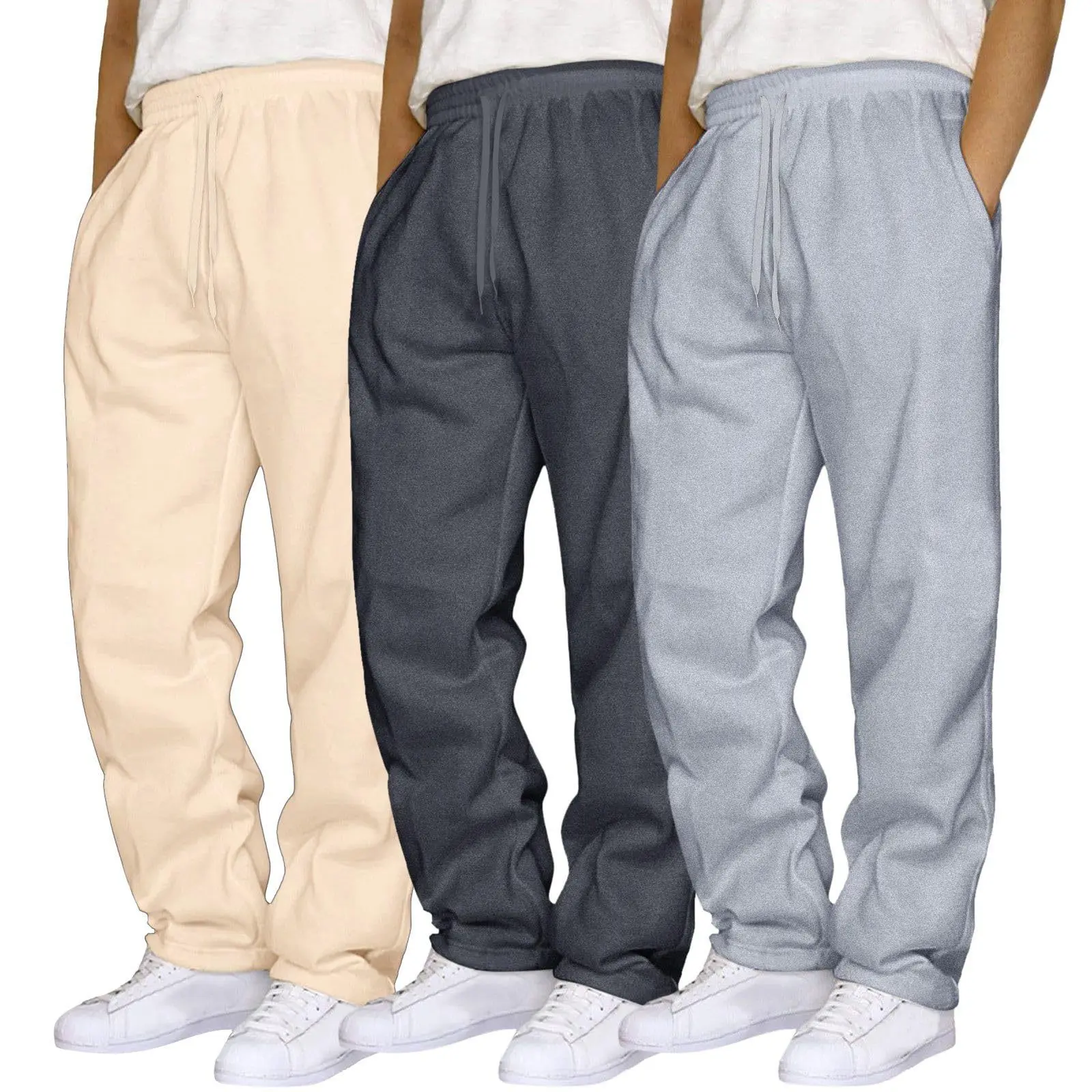 Mens 3 Pack Sweatpants Cargo Loose Fleece Casual Trousers Elastic Waist Drawstring Jogger Pants Baggy Running Sports Pants Menswear Beige Athleisure Style Gym Outfits. Mens 3 Pack Sweatpants Cargo Loose Fleece Casual Trousers Elastic Waist Drawstring Jogger Pants Baggy Running Sports Pants Menswear Beige Athleisure Style Gym Outfits.