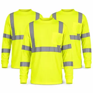 LX Reflective Safety Shirt Long Sleeve High Visibility Breathable T Shirt for Warehouse Construction Working