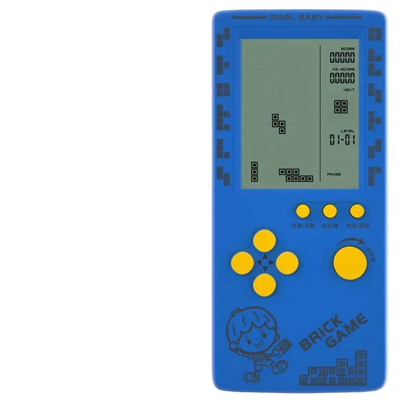 Vintage Classic Tetris Handheld Game Console - Rechargeable, Durable Charging Mini Device with Large Screen for Children