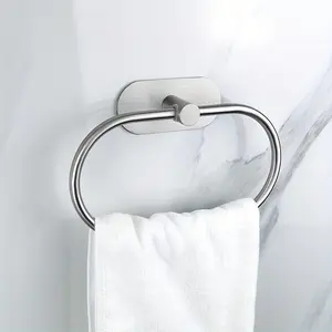 1 Piece Self-adhesive Towel Holder, Bathroom Towel Ring, Stainless Steel Towel Hanger, Bath Towel Rack