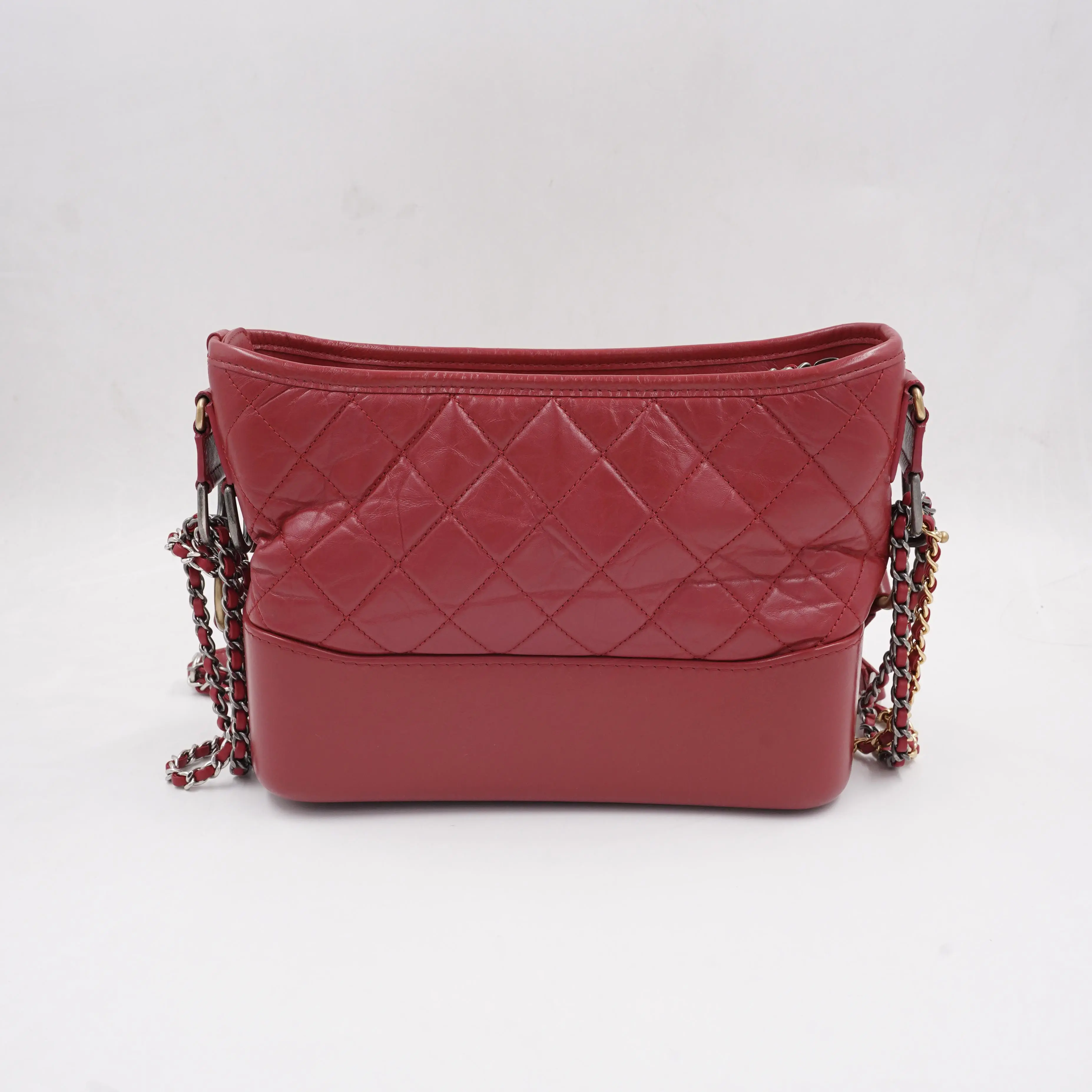 Pre-owned CHANEL CALFSKIN Crossbody Bags Gabrielle Hobo Bag New Medium Red