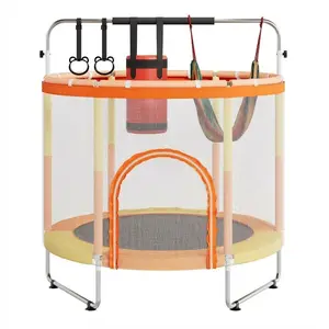 55" Mini Trampoline with Enclosure - 400lbs Capacity - Adjustable for Indoor/Outdoor Use with Safety Bounce Pad