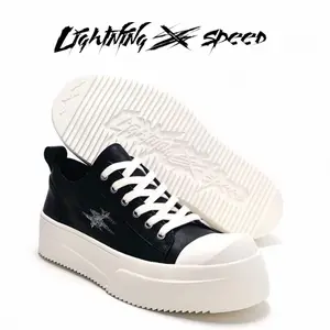 LightningSpeed Sneakers Chunky Platform Rick Outdoor Unisex Luxury Cowhide Leather Low-Top Breathable Thick-soled Lace Up Fashion Unisex Shoes Tweed Women Denim Casual Footwear Trainer 5CM LIFT - Training