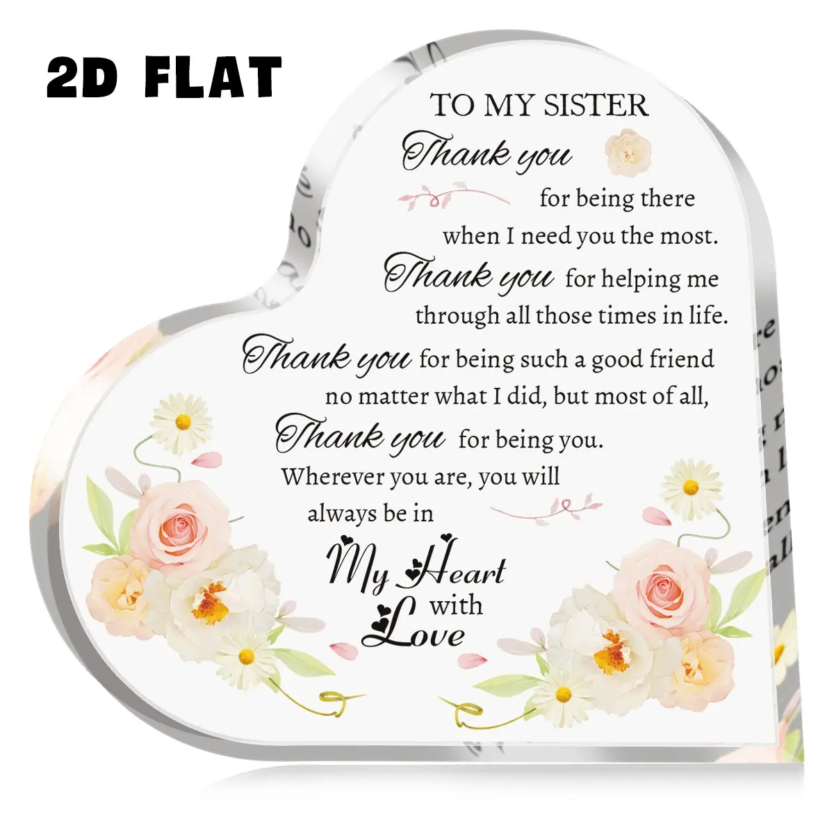 Acrylic Desktop Award Gift, Thank You Gift for Sisters, Friendship Memorial, Acrylic Plaque, Decorative Plaque, Acrylic Material, Birthday Gift for Women Friends Siblings, Acrylic Desktop Decoration, Signs