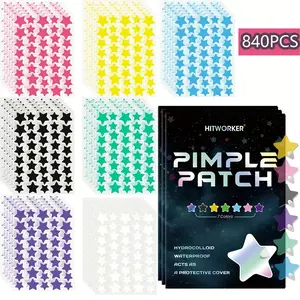 Star Shaped Hydrocolloid Acne Pimple Patches, 7 Colors Waterproof Facial Blemish Cover Stickers, Gentle Breathable Daily Skin Care Spot Patches
