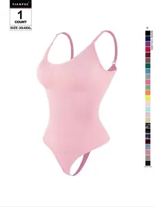 Seamless Sculpting Thong Bodysuit for Women, Underwear, Tummy Control & Waist Slimming Shapewear, Adjustable, Casual Organic Textile Romper, All Seasons