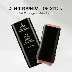 Concealer Foundation Stick, Dual-Ended with Brush, 2-in-1 Longwear & Waterproof, Natural Full Makeup Concealer Coverage for Dark Circles