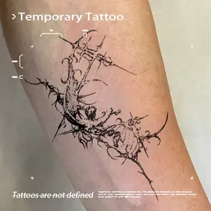 Dark Thorn Cross Dragon Herbal Juice Tattoo Sticker, Semi-Permanent Waterproof Long-Lasting Non-Reflective, Realistic Tribal Tattoo for Forearm & Arm, Sticker Tattoos