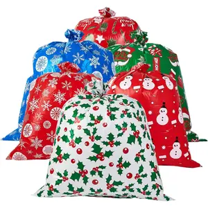 6 count Large Christmas  Bags 44"x33"    Bags with Tag and String,Holiday  Wrap,Big Xmas Plastic Gifts Bags