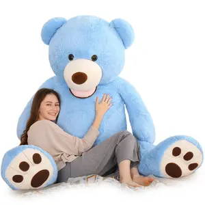 MaoGoLan 6ft Giant Teddy Bear Stuffed Animal with Footprints, Big Teddy Bear Plush Toy for Girlfriend, Kids and Friends, Huge Teddy Bear for Birthday, Valentine's Day and Christmas(Blue)