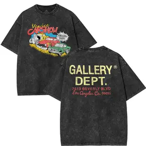 "GALLERY DEPT" T-shirt skull hand bone finger print t Shirt Car Graphic Men shirts Breathable Menswear men gifts graphic tee outfits Collar Cotton