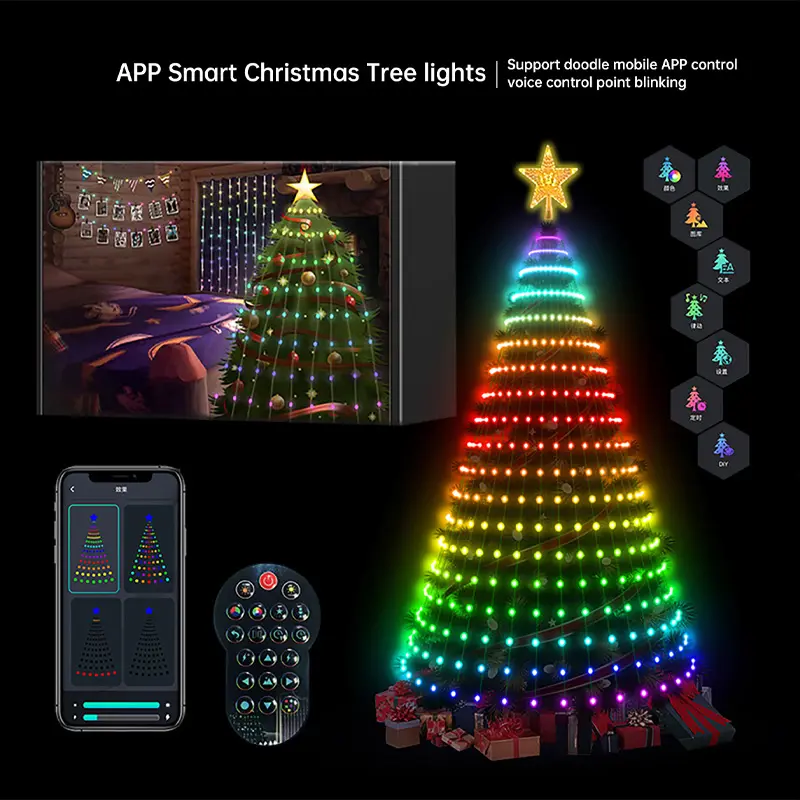 7Ft/6Ft Ring Christmas Tree Lights, 400 LEDs Color Changing DIY Animated Christmas Tree Decor Lights with Smart App & Remote Control, Music Sync, Timer, Xmas Tree Light Show for Home Festival, Led Mood Light, Electronic Lights