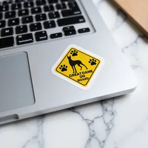 Great Dane On Board Sticker Dog - 2 Inch 2 Pack - Funny Vinyl Sticker - Durable Waterproof Decal - Cute Animal Humor - Laptop Water Bottle Car - Aesthetic Trendy Decor - Gift Idea - PLST0132