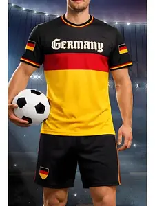 Classic German national team jersey, retro German home jersey, suitable for team sports, team football uniform, for sports and casual wear, must-have for football fans and enthusiasts, Soccer Jerseys Set