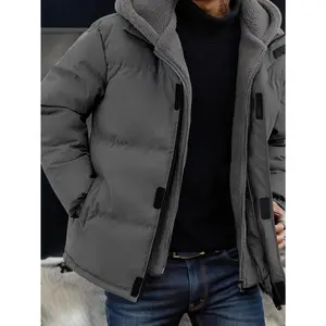 Men's Fleece Lined Puffer Jacket, Men's Winter Warm Hooded Jacket, Men's Windproof Winter Coat, Men's Sherpa Lined Puffer Coat, Men's Insulated Winter Jacket, Men's Casual Winter Outerwear